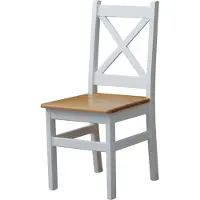 Koma Tools Silla de comedor con respaldo cruzado, pino macizo, blanco/tono aliso