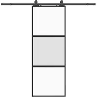 Syfax Puerta corredera con herrajes negro 76x205 cm vidrio templado
