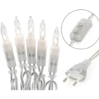 Hellum Guirnalda de luces, miniguirnalda, con interruptor, transparente, 20 velas, decoración interior, para fiestas, estilo retro