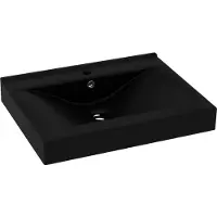 Syfax Lavabo con agujero de grifo cerámica negro mate 60x46 cm