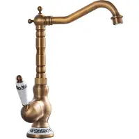 OEM Grifo para lavabo de estilo antiguo, de un solo mando, con rotación de 360 grados, fabricado en latón