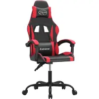 vidaXL Silla de juego giratoria, color negro y rojo, tapizada en cuero sintético, marca