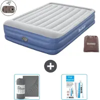 Bestway Colchón inflable - Para 2 personas - 152 x 203 x 46 cm - Gris/Azul - Incluye accesorios