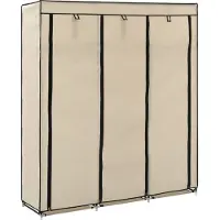 Syfax Armario con compartimentos y varillas tela crema 150x45x175 cm