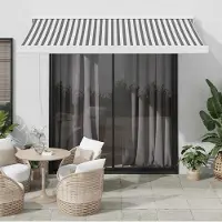 Prolenta Maison Exclusive: Toldo manual a rayas, gris antracita y blanco, de 3,5 x 2,5 metros