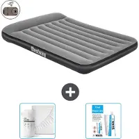 Bestway Colchón hinchable - Cama doble - 137 x 191 x 30 cm - Gris - Incluye accesorios