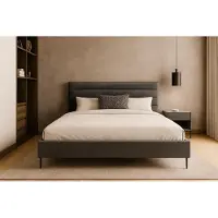 Sofello GUTTO: Cama tapizada en gris velour, 120x200 cm, con patas metálicas negras. Cama de terciopelo: Cama matrimonial con un hermoso acolchado y un diseño especial