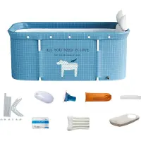 Markenlos Bañera plegable de 120x60 cm, portátil, para spa, color azul agua