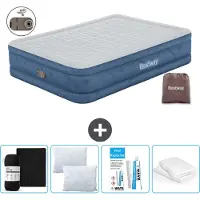 Bestway Colchón inflable - Para 2 personas - 152 x 203 x 46 cm - Gris - Incluye accesorios