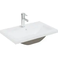 Syfax Lavabo empotrado con grifo cerámica blanco 61x39x18 cm