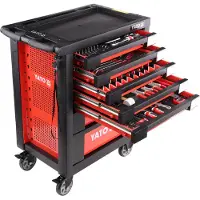 YATO YT-55290, Ocel, Rojo, 7 cajones, Guías telescópicas con rodamientos de bolas, Capacidad: 25 kg, 35 kg