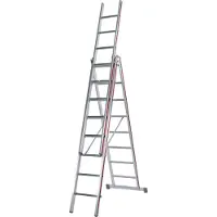 Hymer Escalera multiuso , de tres secciones, con 3 escalones por sección, altura vertical de 4,86 m, alcance máximo de 5,64 / 7,92 m, peso de 19,4 kg