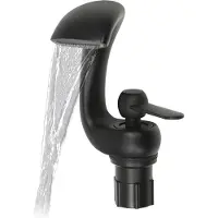 StarTech.com Grifo para lavabo de cascada, monomando, con regulación de agua fría y caliente, de montaje en superficie, con cuerpo de metal y núcleo de válvula de acero inoxidable, color negro