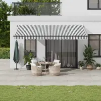 Prolenta Maison Exclusive: Toldo manual a rayas, gris antracita y blanco, 5 x 3 metros
