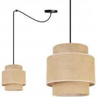 Light11 HOME Lámpara colgante, lámpara de techo, pantalla de lámpara, estilo bohemio, material yute