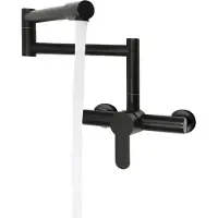 StarTech.com Grifo de cocina, montaje en pared, monomando, giratorio 360°, fabricado en latón, para lavaplatos, tamaño L, color negro