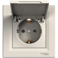 Schneider Enchufe doble con tapa, color crema, Asfora