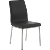 CLP Silla de comedor CLP Colmar, con asiento de cuero sintético fácil de limpiar. Respaldo acolchado y estructura de acero inoxidable, color: negro