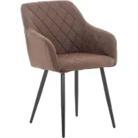 CLP Silla de comedor Shila, tapizada en terciopelo o tela, con acolchado y protectores para el suelo. Color: marrón. Material: tela