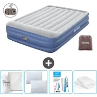 Bestway Colchón inflable - Para 2 personas - 152 x 203 x 46 cm - Gris/Azul - Incluye accesorios
