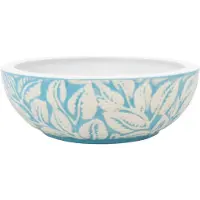 Syfax Lavabo sobre encimera redondo cerámica blanco y azul Φ41x14 cm