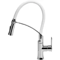 TRIZERATOP Grifo de lavabo flexible, color blanco, con ducha extractable flexible