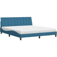 Syfax Cama con colchón Hanko terciopelo azul 180x200 cm