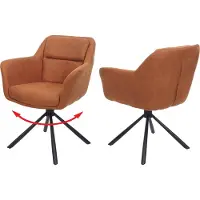 Mendler Juego de 2 sillas de comedor HWC-K33, silla para cocina, giratoria, con ajuste automático, tapizada en tela MVG, con apariencia de ante, color marrón