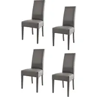 STOCK LINE t m c s Tommychairs - Juego de 4 sillas modernas LUISA para cocina y comedor, estructura robusta de haya lacada en color gris oscuro, tapizadas y revestidas con cuero sintético gris oscuro