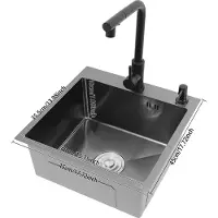 StarTech.com Fregadero de cocina - Un solo seno - Acero inoxidable, 45x45x18 cm, cuadrado, con grifo, 2 orificios - Negro