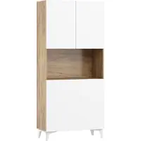 Homlando Estanterías plegables MEGAN 1, estanterías para escritorio, muebles de oficina, mesa de ordenador. Acabado: dorado/blanco brillante