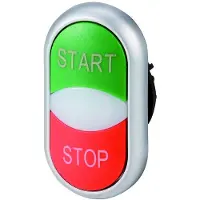 Eaton Power Quality M22-DDL-GR-GB1/GB0 216702: Botón de doble presión + indicador luminoso, color verde, función "START", blanco/rojo