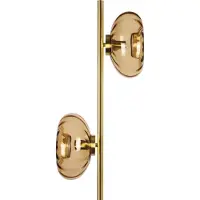 Osram Lámpara de pie Decor Gold, con base de vidrio ámbar y estructura de metal dorado, 2 enchufes E14, efecto de luz especial