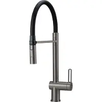 Deante Grifo de cocina con caño flexible, de titanio, con 2 tipos de chorro