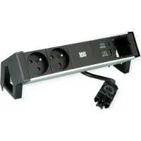 Bachmann Escritorio DESK2, aluminio, color , con 2 tomas USB, 1 toma de corriente, 1 toma USB A/C, 22W, cable de 0,2 metros, modelo GST18