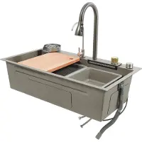 StarTech.com Fregadero de cocina - Doble seno - Acero inoxidable - Con grifo - Dos orificios - Rectangular - 80 x 45 cm - Gris oscuro