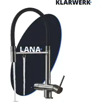 KLARWERK Lana | Grifo extractor gris y de 3 vías | Grifo de acero inoxidable para osmosis, cocina. | Mezclador giratorio de 360 grados | Filtro con 3 conexiones
