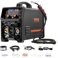 Vevor Máquina de soldar MIG profesional , 250 amperios, MIG sin gas, MIG con gas, MMA, Lift-TIG, MIG pulsado, con tecnología de inversor IGBT y pantalla LCD