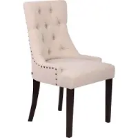 CLP Silla de comedor Aberdeen, tapizada en tela, con estructura de madera de caucho y altura de asiento de 50 cm. Color: crema. Color de la estructura: envejecido