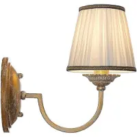 LINDBY Aplique de pared Lumiel, crema/latón, textil, 27cm