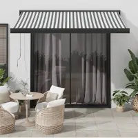 Prolenta Maison Exclusive: Toldo manual a rayas, gris antracita y blanco, de 3 x 2,5 metros