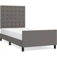 Syfax Estructura de cama sin colchón cuero sintético gris 90x190 cm