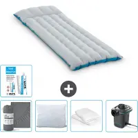 Intex Colchoneta de camping – para 1 persona – 67 x 184 x 17 cm – Azul – Incluye: sábana bajera, cojín, bomba y kit de reparación, además de protector para el cojín