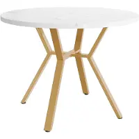 Parrot Uncle Mesa de comedor redonda de mármol, de diseño moderno y sencillo (diámetro de 1 metro), y mesa auxiliar negra de forma en "X" con estructura metálica, estable y duradera