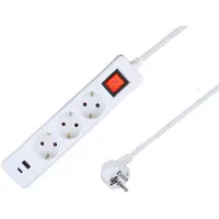 As Schwabe como - Regleta de enchufes Schwabe de 3 tomas con 2 puertos USB, 1,4 m