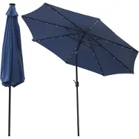 Saska Garden Sombrilla de jardín de 300 cm con iluminación LED – Azul oscuro – Sombrilla iluminada para terraza y jardín