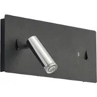 LUCANDE Aplique de pared LED Kimo, 32 cm, negro, aluminio, USB