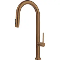 Deante Grifo de cocina OLFATO con ducha extraíble y 2 tipos de chorro – Grifo de encimera de alta presión, acabado en bronce cepillado
