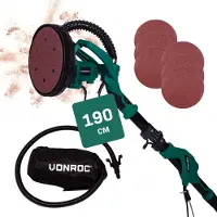 Vonroc Lijadora telescópica para paredes y techos 1050W - 225mm | Incl. Bolsa recoge polvo
