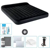 Intex Colchón inflable - Para 2 personas - 183 x 203 x 25 cm - Azul oscuro - Incluye: sábana ajustable, almohada, bomba y kit de reparación, además de un protector para la almohada